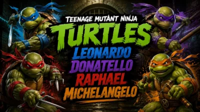 Ninja Turtle Names Leonardo, Donatello, Raphael & Michelangelo