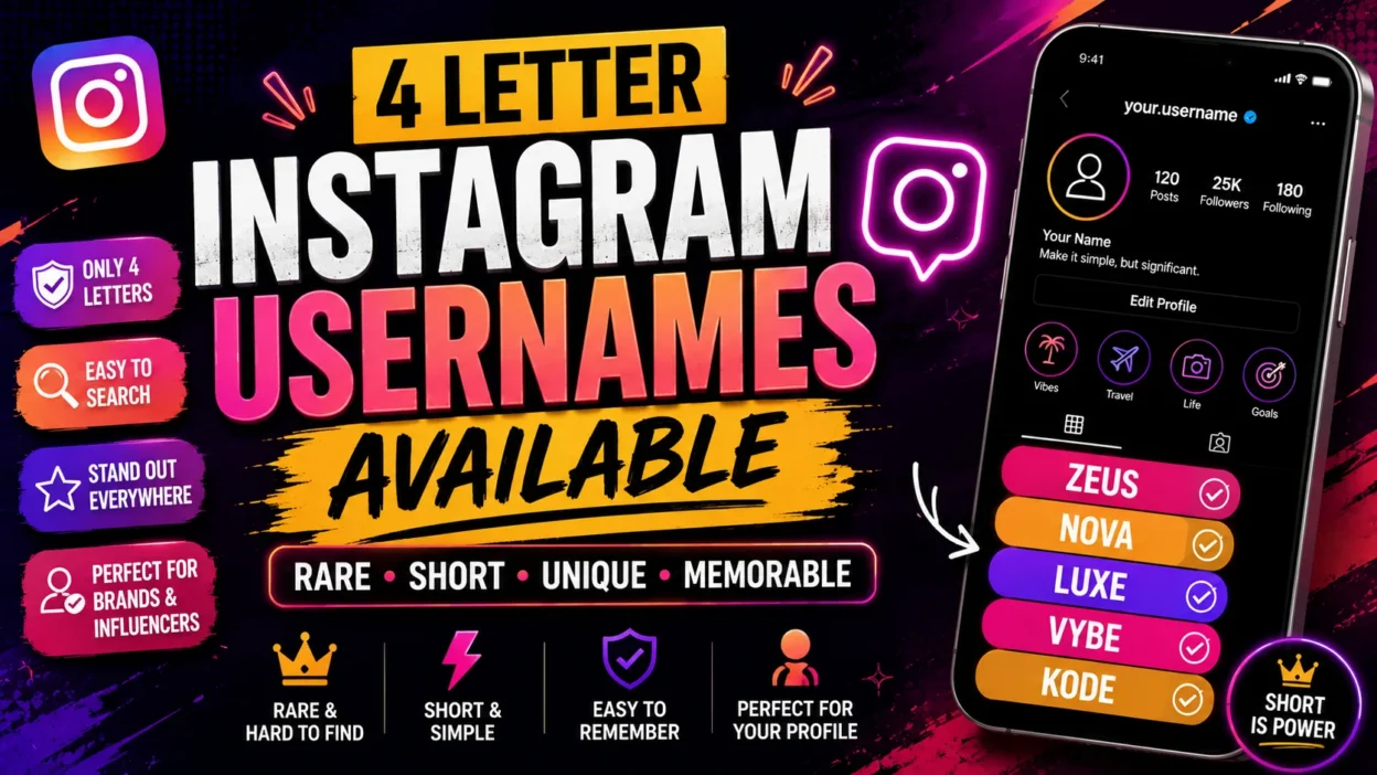 4 Letter Instagram Usernames Available Rare Short Handle Ideas