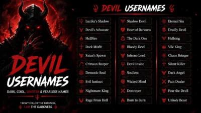 Devil Usernames Dark, Cool, Sinister & Fearless Names 😈