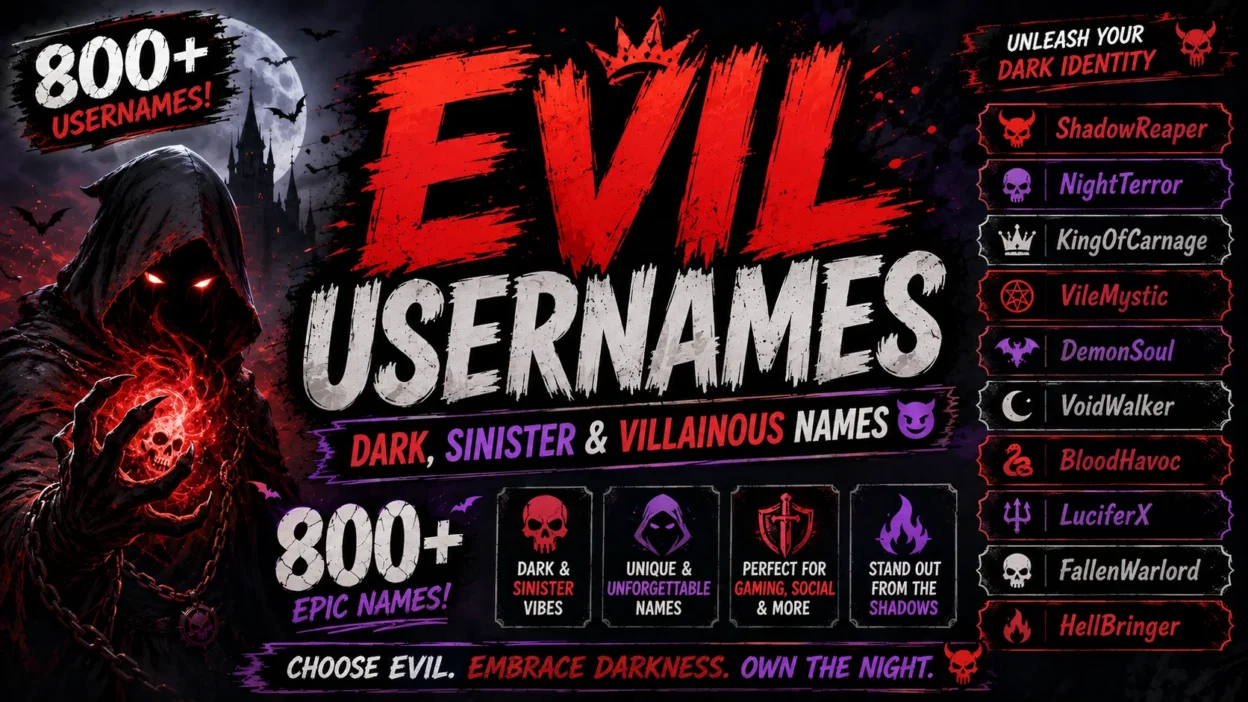 Evil Usernames 800+ Dark, Sinister & Villainous Names 😈