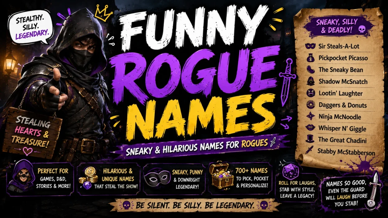 Funny Rogue Names Sneaky & Hilarious Names for Rogues 🗡️