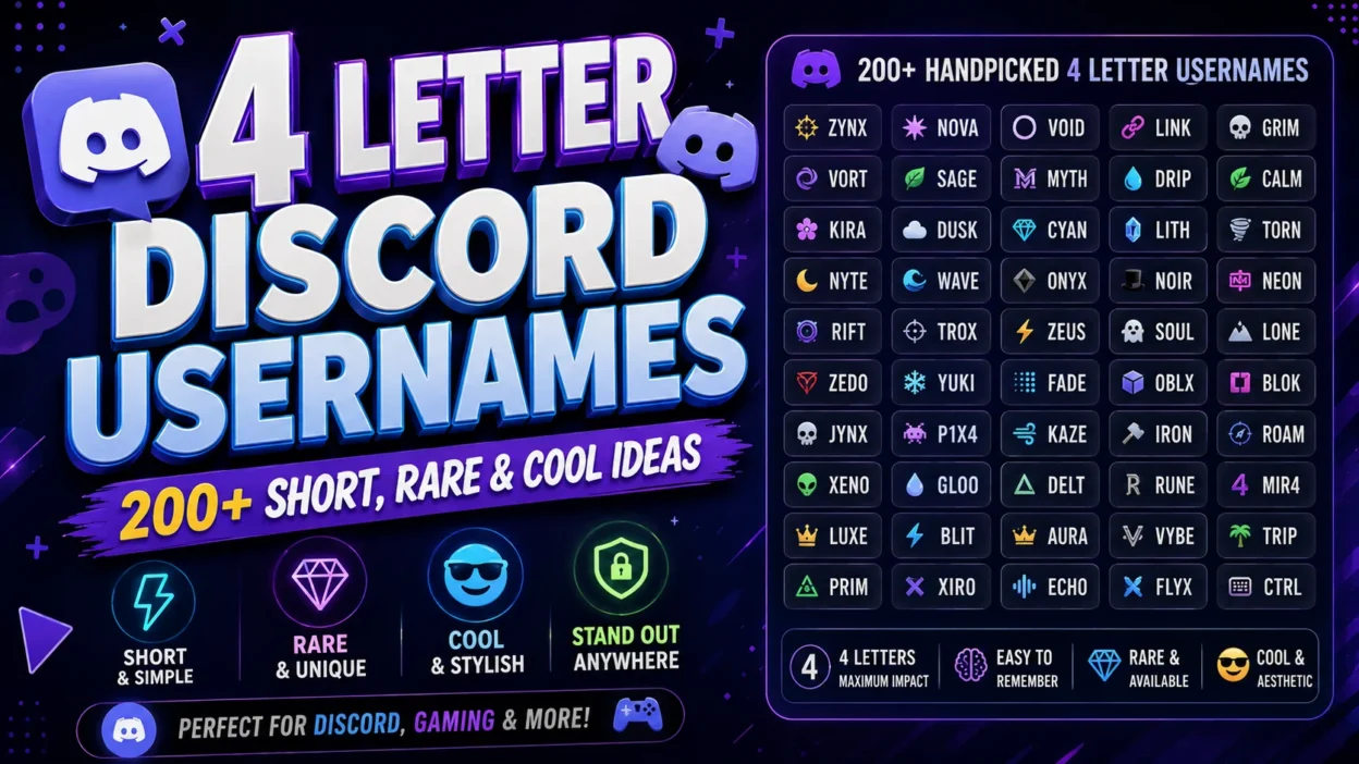 4 Letter Discord Usernames: 200+ Short, Rare & Cool Ideas